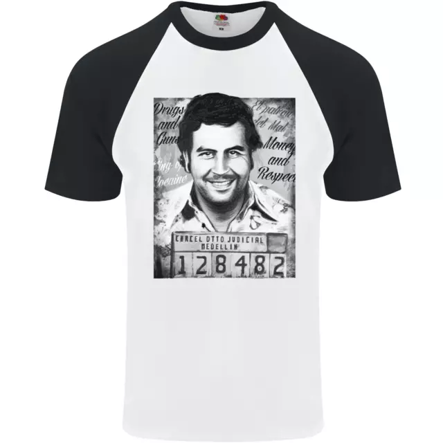 Pablo Escobar Mug Shot Mens S/S Baseball T-Shirt