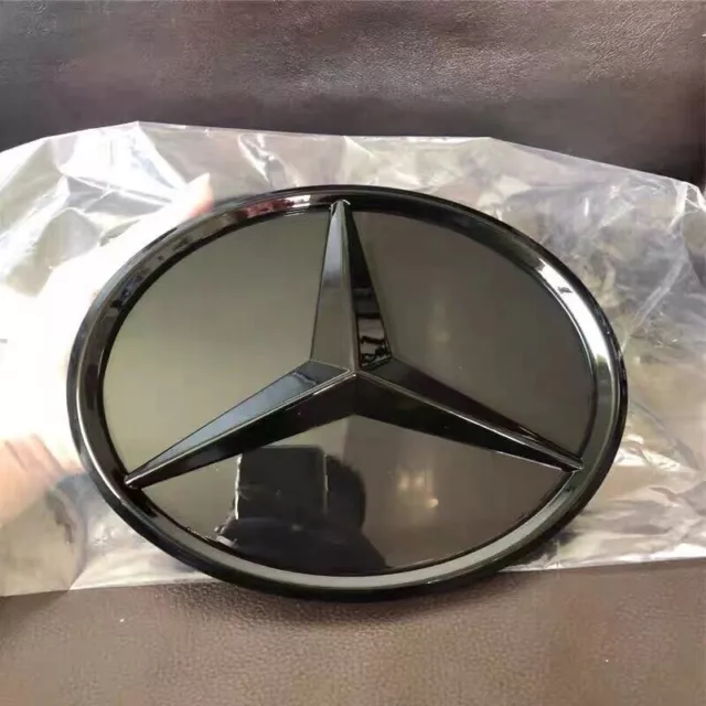 For Mercedes Benz E W213 Convex Star Mirror Glass Star Front Emblem Black 16-22 2