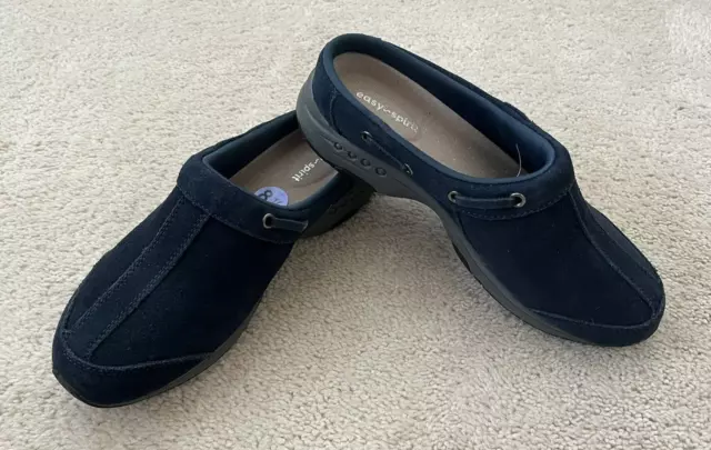 NEW Women's Easy Spirit Travelport Clog Navy  Blue Suede Size 8.5