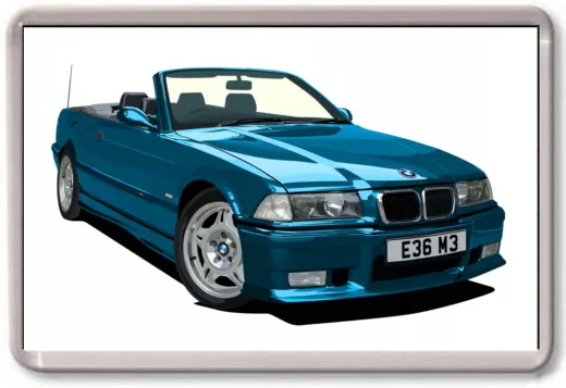 FRIDGE MAGNET -  BMW E36 M3 GRAPHIC CAR ART - 3 series -  Large