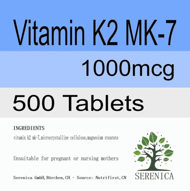 High Strength Vitamin K2 MK-7 1000mcg Tablets Xtra x 500 Tablets