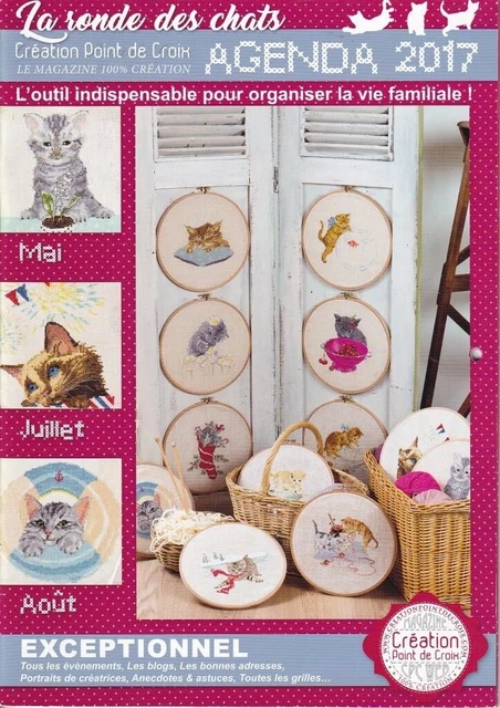 CRÉATION POINT DE croix Agenda Calendrier 2017 La ronde des chats