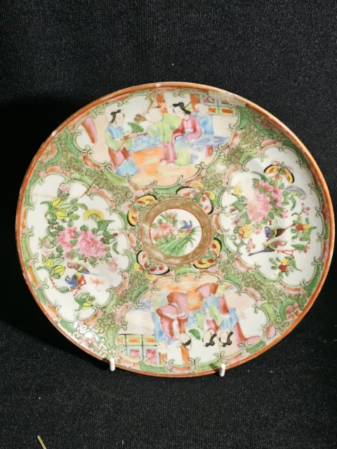 A 19thC Chinese Porcelain Plate Famille Rose Pattern, Hand Painted A/F