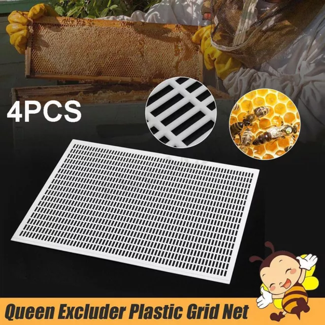 4 Pack 10 Frame Plastic Queen Bee Excluder,Trapping Net Grid beekeeping Tool Kit