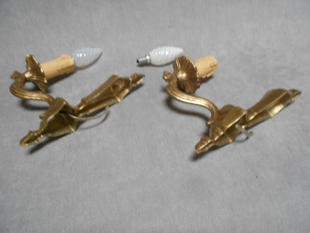 Vintage Pair of French Bronze wall Light SCONCES 6