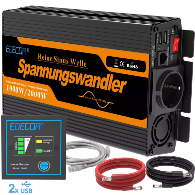 EDECOA CONVERTISSEUR 24V 220V 3000W/6000W Onduleur Transformateur  télécommande EUR 189,00 - PicClick FR