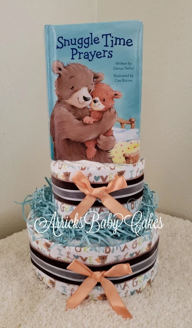 Diaper Cake~Snuggle Time Prayers~Baby Shower~Gender Neutral Cake~Bear~Book🐻🐻🐻