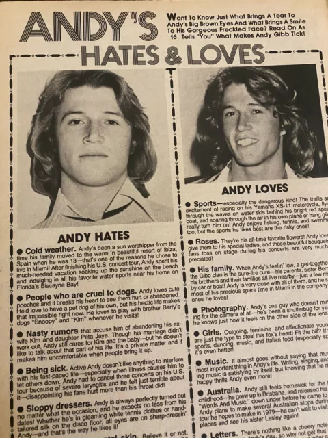 Andy Gibb, Full Page Vintage Clipping