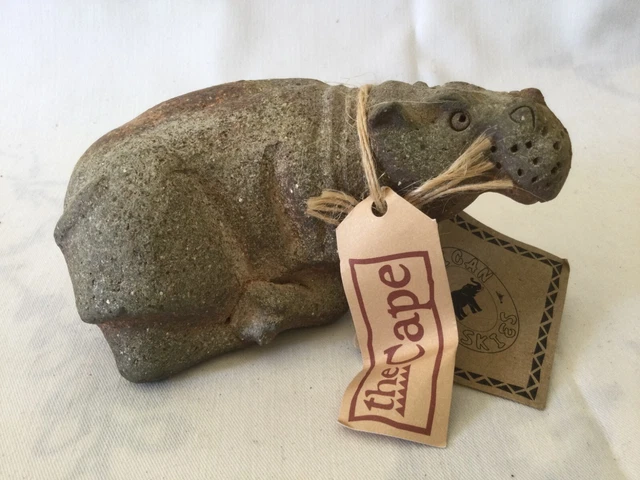 Affrican Skies Carved Stone Hippo Ornament