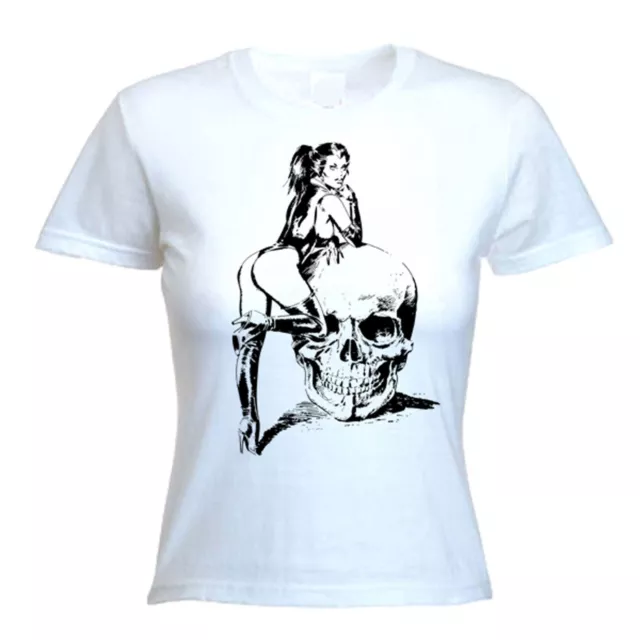 Calavera Niña Mujer Camiseta - Horror Gótico Motero Kinky Fetiche - Elige