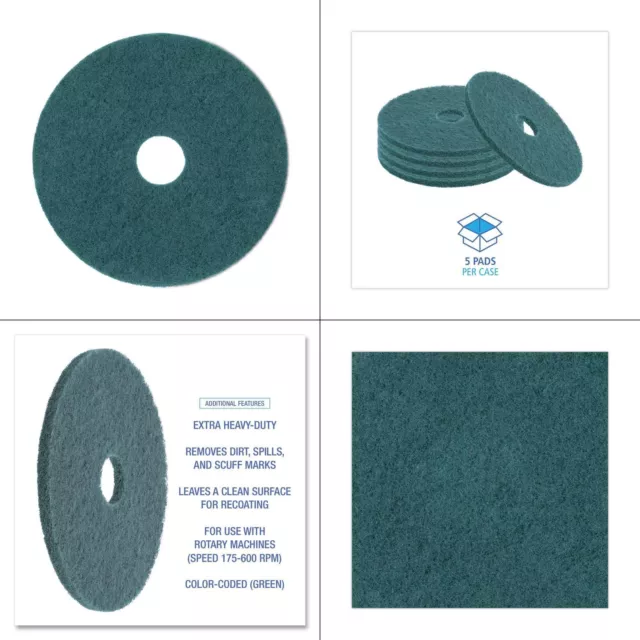 Heavy-duty Scrubbing Floor Pads, 19 In. Dia, Green, (5-carton) |