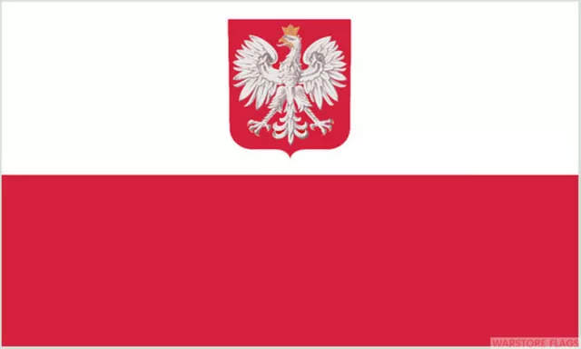 POLAND WITH CREST 5x3 feet NYLON FLAG 150cm x 90cmm flags High quality polish