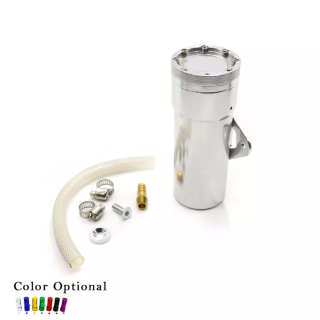 Motorcycle Oil Catch Tank Aluminum Coolant Reservoir Catch Fuel Can Tank Silver
