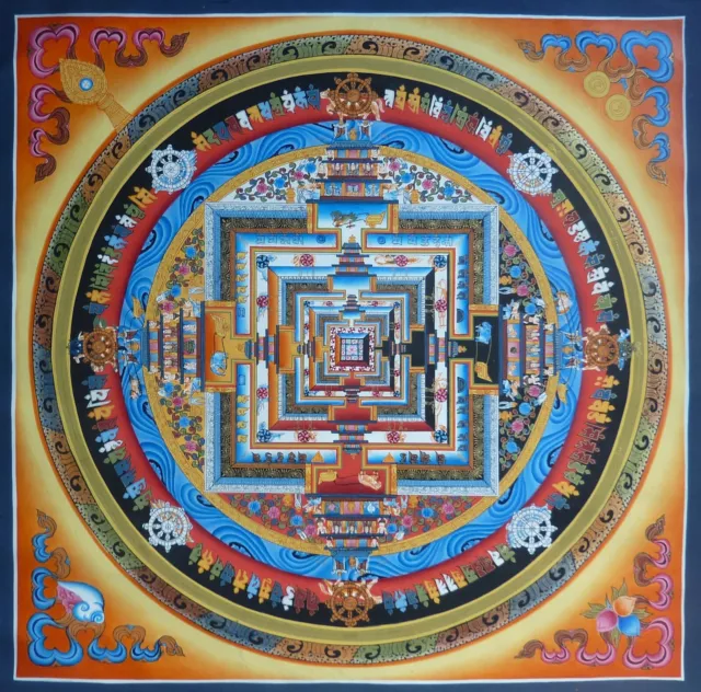 Kalachakra Mandala Thangka Hand Painted Nepalese Master Level Wall Art