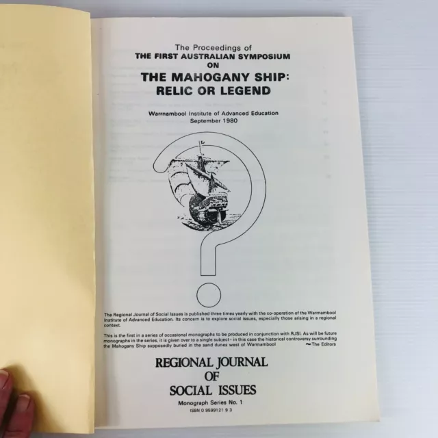 The Mahogany Ship: Relic or Legend 1st Australian Symposium Proceedings 1980 PB 2