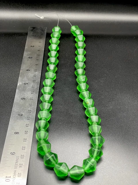 Old Beads Ancient Green Cobalt Glass Beads Jewelry Necklace 3