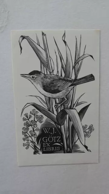 Exlibris, Holzschnitt (  105 x 65 mm )von Pam Rueter für W. J. Götz