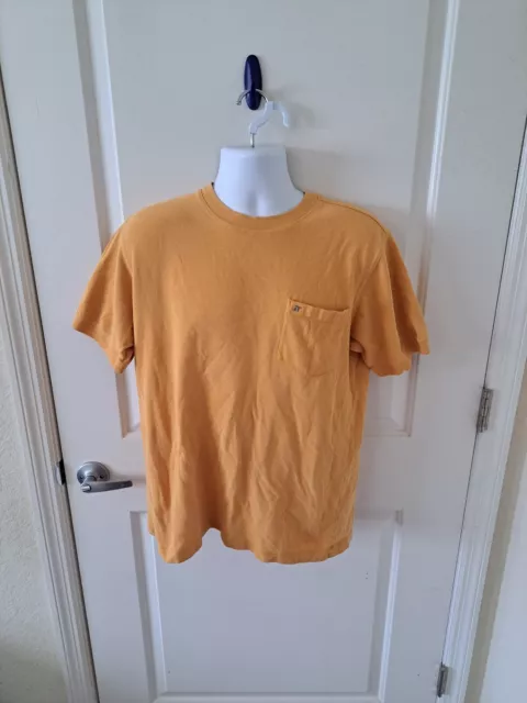 Jim Thompson Mens Medium Short Sleeve Mustard Yellow 100% Cotton Pocket T Shirt