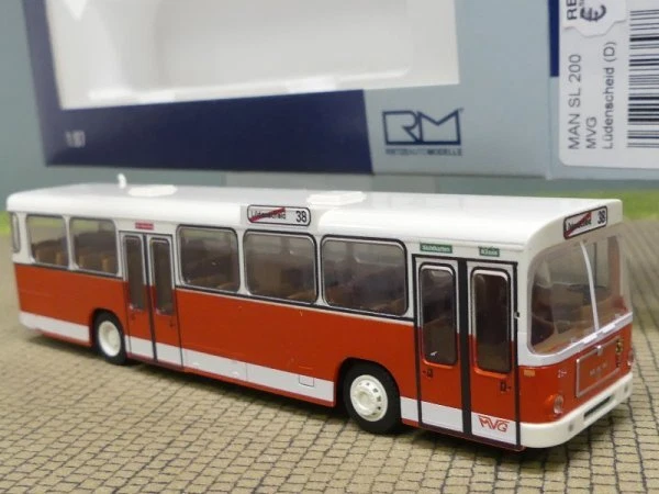 Rietze 72331 – MAN SL 200 NIAG Moers Bus, 1:87 H0, Ohne Werbung, Grau
