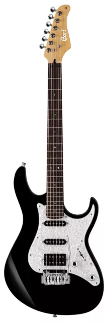 Guitare électrique noire Cort G250 érable tilleul trémolo HSS Humbucker simple bobine noire 2