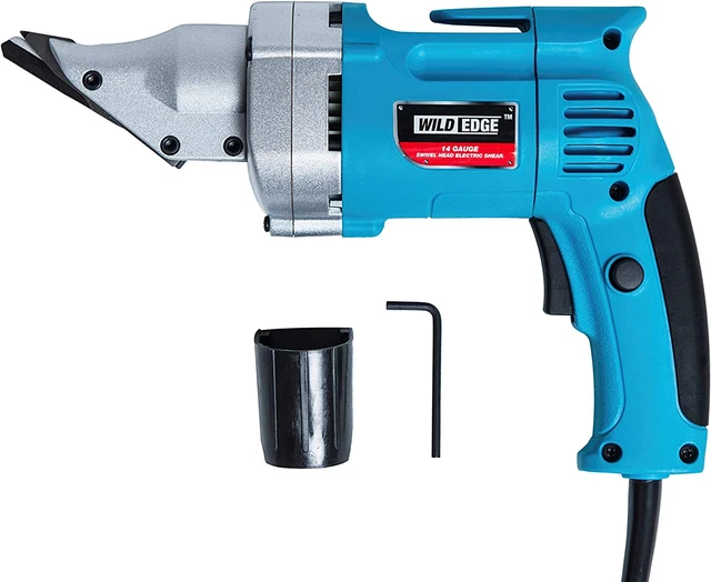 Electric Metal Shear, 14 Gauge 5.0 Amp Variable Speed Swivel Head Heavy Duty Pow