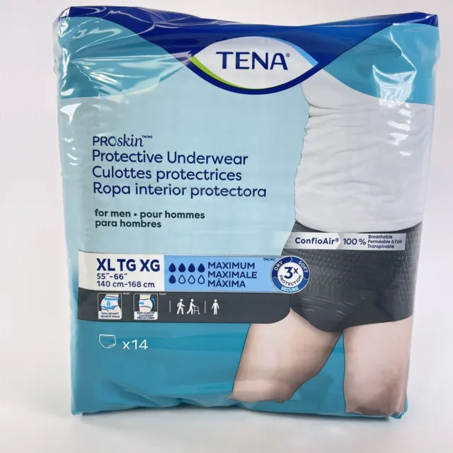 14 PACK TENA Men's XL Underwear Maximum Absorbency Incontinence ProSkin ...