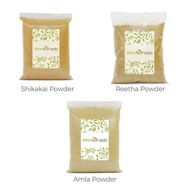 Reetha, Amla, Shikakai Combo Pack (300 Grams Total) 100gm Each for Hair Care