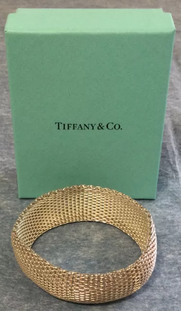 Tiffany & Co. Somerset Sterling Silver Flexible Mesh Weave Bracelet Boxed