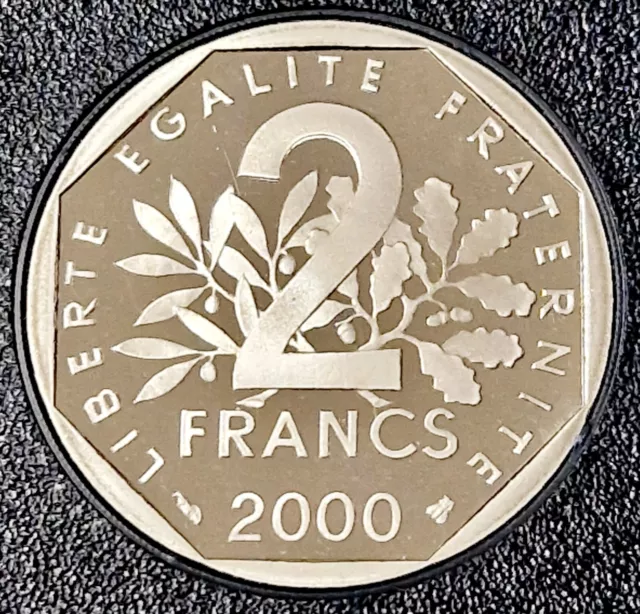 Rare 2 Francs 2000 BE FDC Tranche Lisse Semeuse Top Qualité du coffret