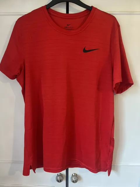 Mens Nike Red Training Gym Top Short Sleeve Training Shirt LARGE