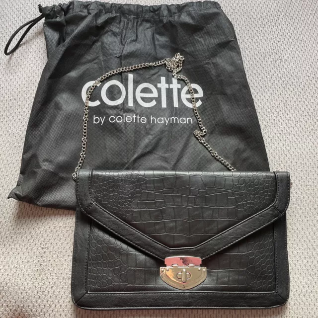 NWOT Colette Hayman Brown Logo Print Tech Tote strap Purse Leather Gold  Accents | eBay