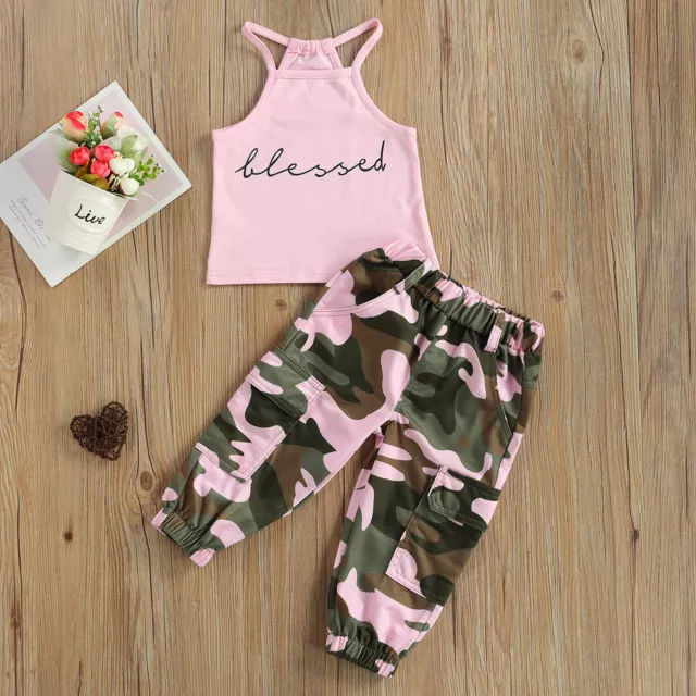 2pcs Toddler Kids Baby Girl Outfits T-shirt Tops+Pants Casual Clothes Set Outfit