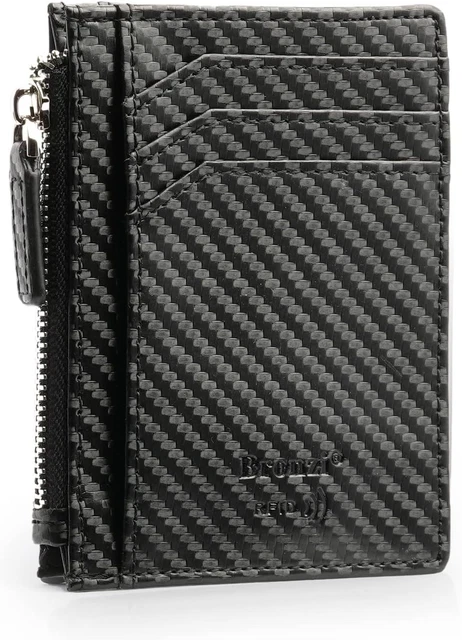 Portafoglio Slim Bronzi Con Protezione RFID - Pelle Blu, Ultra Sottile, Per Uomo E Donna - Foto 6