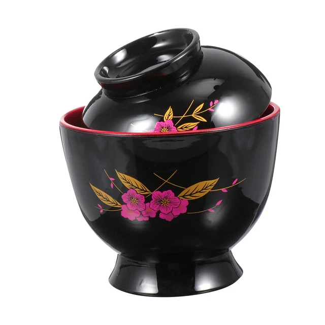 Coppia Ciotole Giapponesi In Plastica - Per Miso E Riso, Nero E Rosso, Diametro 10,5 Cm - Foto 4