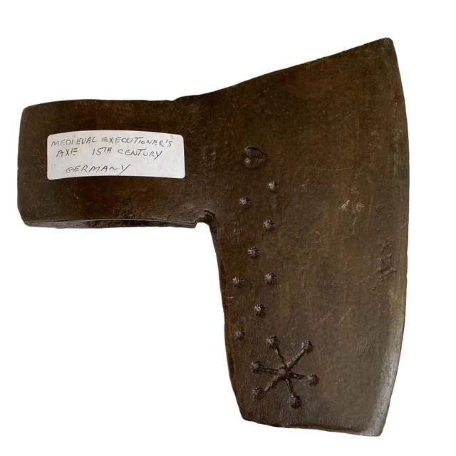 Medieval 15th Century Germanic Wrought Iron Executioners Axe Head w/ Makers Mark