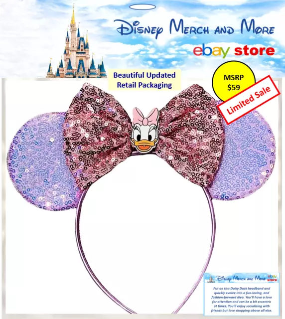 Disney Parks Daisy Duck Mickey Mouse Minnie Ears Headband (2023 Packaging)
