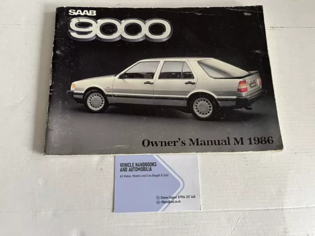 Saab 9000 1987 owners manual handbook guide