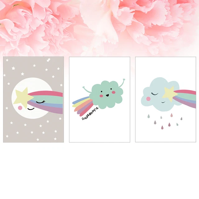 3 PIEZAS Creative Star Cloud patrones pintura lienzo sin marco imagen colgante Wan