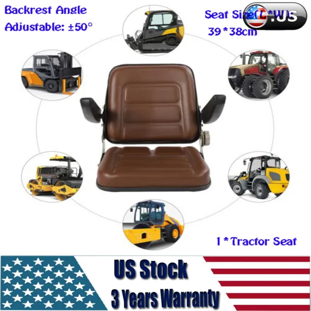 1*Tractor Seat With Armrest+Adjustable Backrest For Dumper Forklift Mower Digger