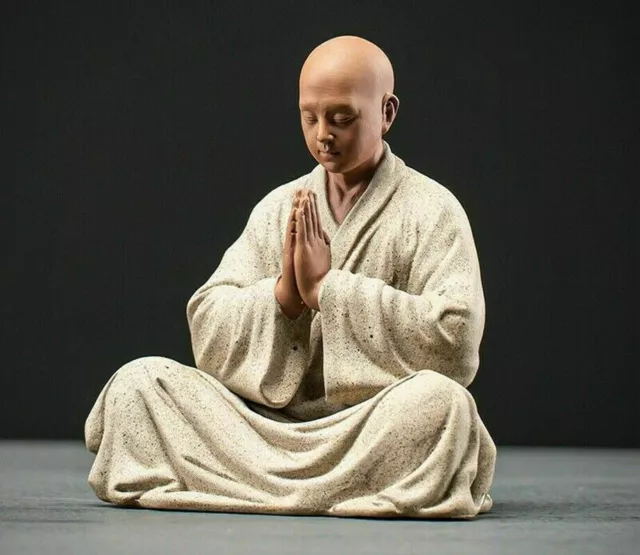 Chinese Ceramic Sculpture Monk Statue Buddhism Zen Figure Porcelain Decoration