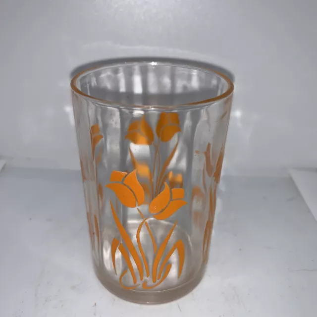 VINTAGE Swanky Swig Small Cordial Drinking Glass Orange Tulip - 1950’s