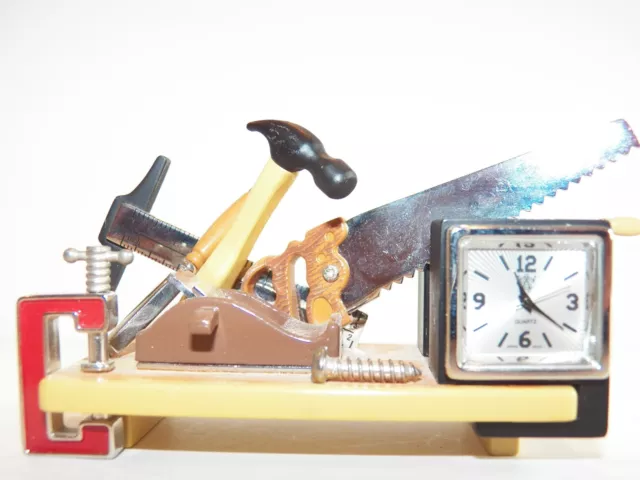 Miniature Unisex Quarts Novelty Carpenter Clock w/tools