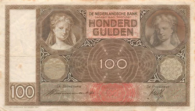 Niederlande 100 Gulden 1942 Banknote Serie DD