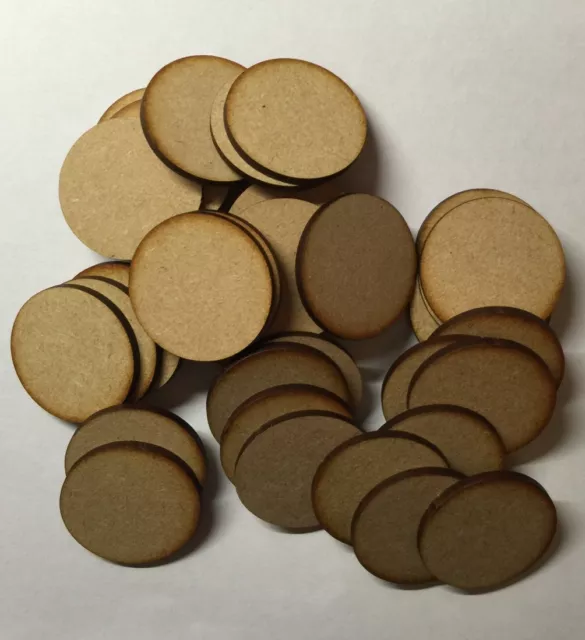 60mm Round wood Bases Laser Cut 3mm mdf thick wargames
