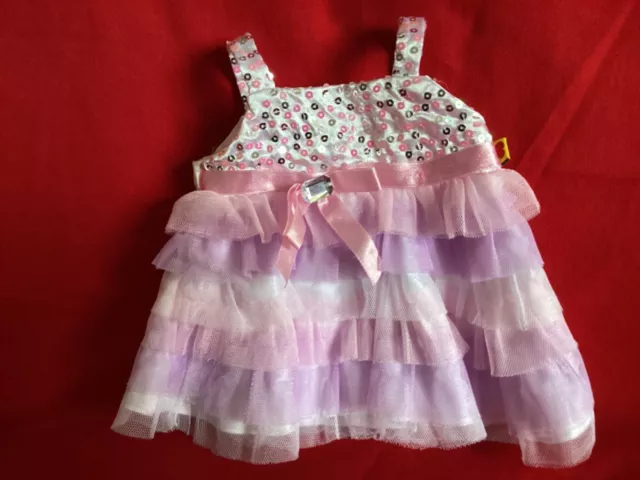 BAB build a bear workshop dress tiered tulle sequin ruffle with bow