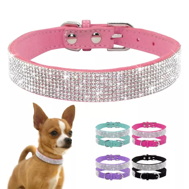 Hundehalsband Strasshalsband Welpe Hund Halsband mit Strasstseine Steine 5 Farbe