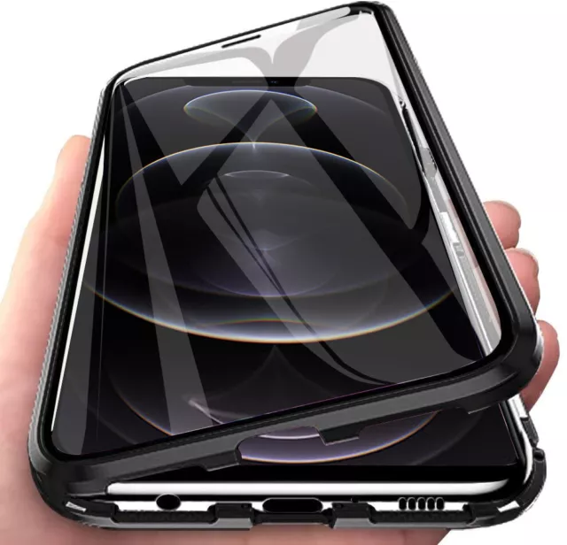 360° Full Handy Hülle iPhone 13/12/11 Pro max Magnet Metall Case Tasche Schutz