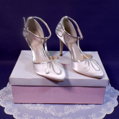 Rainbow Club Donna Anastasia avorio raso wedding shoes womans UK 7-EUR 40 