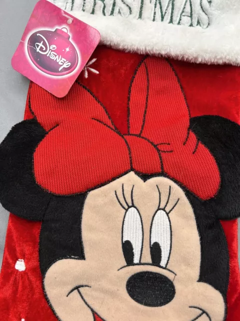 Disney 17" MINNIE MOUSE Velvet Embroidered Christmas Stocking 3