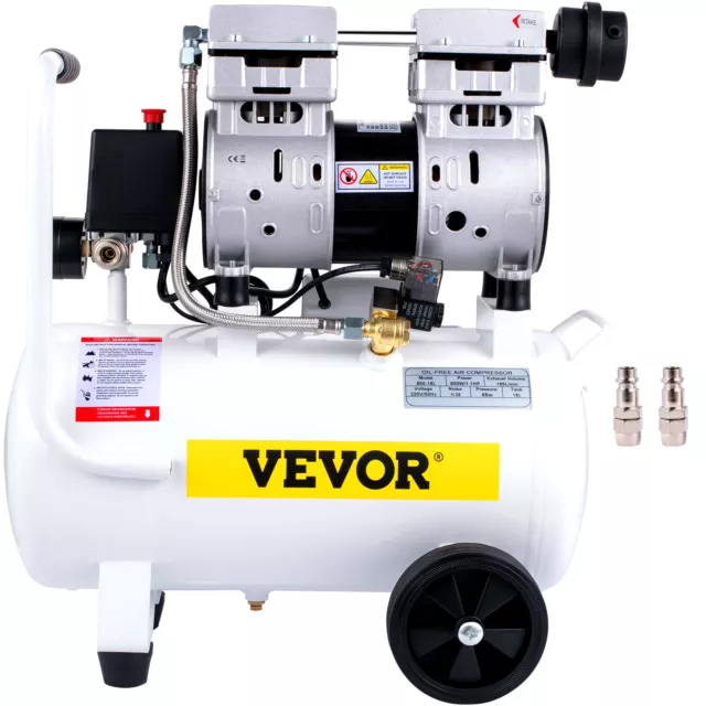 VEVOR Compressore d'Aria Portatile Senza Olio con Accessori 850W Serbatoio 18L